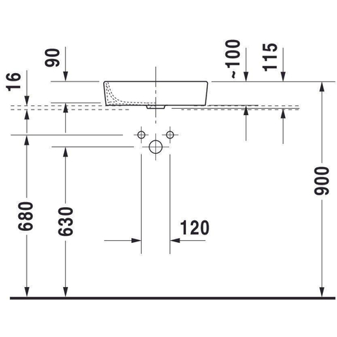 Duravit Starck 2 Opzetkom - zonder overloop - zonder kraangat - 44x40cm - inclusief bevestiging - glans wit 0296218
