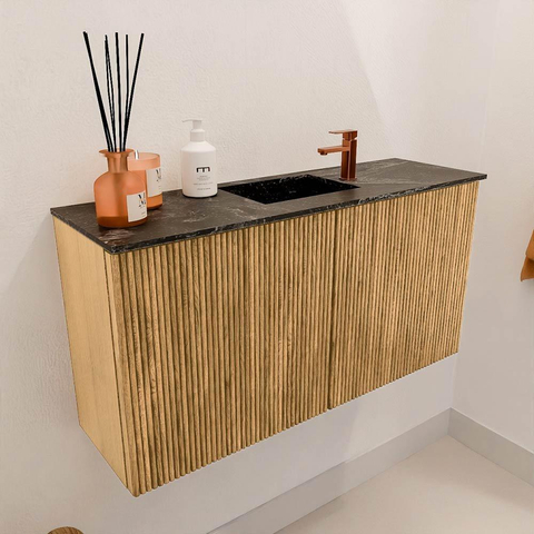 Mondiaz JOYA-DLUX Meuble de toilette 80cm - couleur Chêne - Vasque FAYE position Milieu 1 trou de robinet couleur Lava. SW1422084