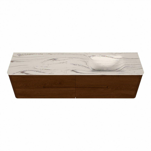 Mondiaz CIRO-DLUX Badkamermeubelset - 180x45x50cm - Solid surface wastafel Nata - 1 wasbak Rechts - 1 kraangat - 4 lades - Ruby SW1532081