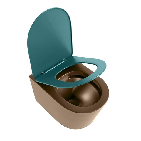 Mondiaz LAVIE hangtoilet – spoelrandloos – 36 x 53 cm – met softclose zitting – Rust (bruin), zitting Smag (groen) SW1208719