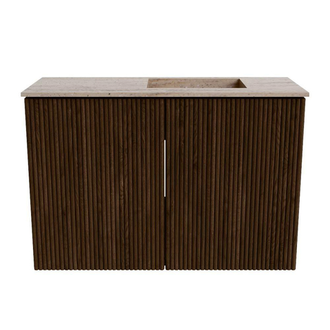 Mondiaz JOYA-DLUX 60cm meuble de toilette - couleur Walnut - Vasque FAYE position Droite Sans trou de robinet couleur Saba. SW1424638