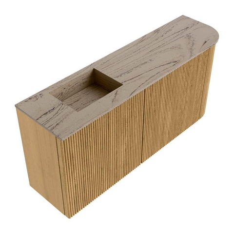 Mondiaz JOYA-DLUX Meuble de salle de bains - 91,6cm - arrondi droit couleur Chêne - Vasque FAYE position Gauche 1 trou de robinet couleur Arena SW1423890