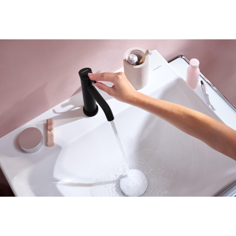 Hansgrohe Tecturis s Eengreeps wastafelkraan - 110 - coolstart - met PopUp - trekwaste - mat zwart SW918508