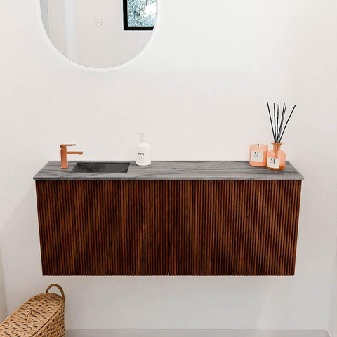 Mondiaz JOYA-DLUX 100cm toiletmeubel - kleur Ruby - Wastafel FAYE positie Links 1 kraangat kleur Sombra. SW1425686