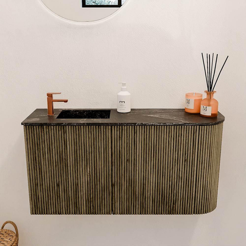 Mondiaz JOYA-DLUX 81.6cm toiletmeubel - ronding rechts kleur Dusk - Wastafel FAYE positie Links 1 kraangat kleur Lava. SW1423248