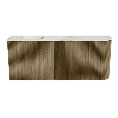 Mondiaz JOYA-DLUX 101.6cm toiletmeubel - ronding rechts kleur Dusk - Wastafel FAYE positie Links Zonder kraangat kleur Frappe. SW1423105