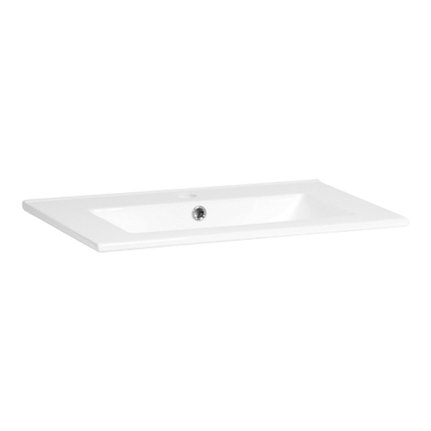Saniclass Vygo wastafel - 60x40x2cm - wasbak midden - 1 kraangat - glans wit SW7115