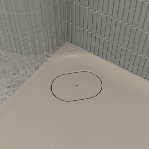 Villeroy & Boch Ecora douchebak - 100x100x3.5cm - hoekafvoer - almond (beige) SW1558931