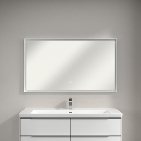 Villeroy & Boch Subway 3.0 spiegel - 130x75cm LED licht rondom - mat zilver SW641543