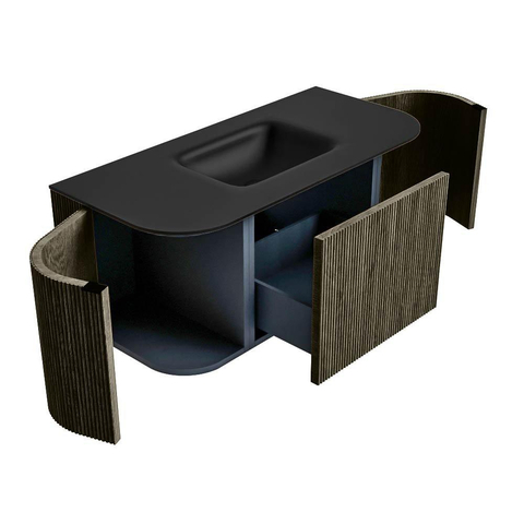 Mondiaz KURVE Ensemble de meubles de salle de bains - 100x46x40cm - 1 tiroir - 2 portes - lavabo solid surface - central - sans trou de robinet - Shadow SW1414160