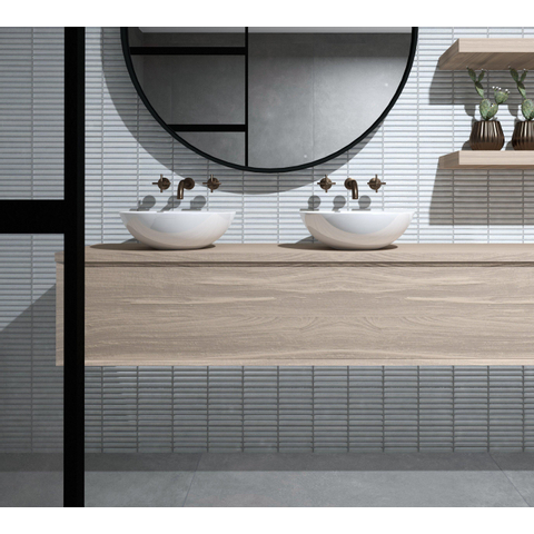 The Mosaic Factory Sevilla mozaïektegel - 29.6x29.9cm - wandtegel - Rechthoek - Porselein White with Blue speckle Glans SW397939