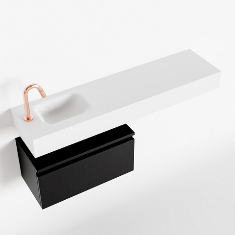 MONDIAZ ANDOR Meuble de WC - 120x30x30cm - 1 trou de robinet - 1 tiroir - urban mat - lavabo à gauche - Solid surface - Blanc SW473973