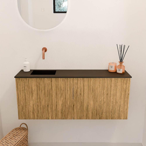 Mondiaz JOYA 100cm meuble WC - couleur Chêne - Lavabo FAYE position Gauche Sans trou de robinet couleur Urban. SW1421217
