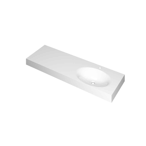INK Smooth vasque - 140x45x9cm - 1 cuve à droite - 1 trou de robinet - polystone blanc brillant SW798255