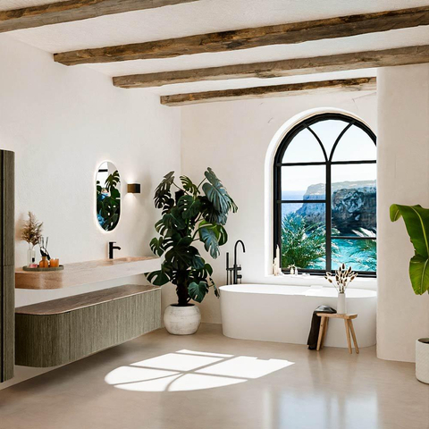 MONDIAZ THOR-DLUX Meuble de salle de bains 190cm arrondi gauche + droite couleur Shadow avec 2 tiroirs et 2 portes. Vasque suspendue CLOUD Droite 1 trou de robinet couleur Saba. SW1466693