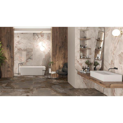 ÉCHANTILLON Ceralto Alabro Vein carrelage sol et mur 60X120cm rectifié Rose Brillant SW912354