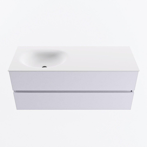 Mondiaz VICA Ensemble meuble de salle de bains - 120cm - cale - 2 tiroirs - Lavabo MOON - gauche - sans trou de robinet - couleur talc - version XL 60cm de haut SW1189241