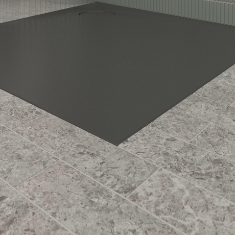 Villeroy & Boch Ecora douchebak - 100x100x3.5cm - hoekafvoer - anthracite (antraciet) SW1559002