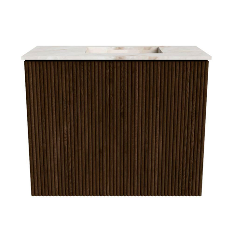 Mondiaz JOYA-DLUX 50cm meuble de toilette - couleur Walnut - Vasque FAYE position Droite Sans trou de robinet couleur Frappe. SW1422305