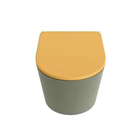 Mondiaz LAVIE WC suspendu – sans bride – 36 x 53 cm – avec abattant softclose – Army (vert), abattant Ocher (jaune) SW1208660
