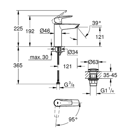 Grohe Start Wastafelmengkraan - opbouw - 12.1cm uitloop - M-size - matte black (mat zwart) SW924683