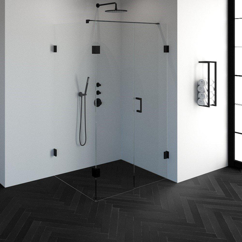 BRAUER Create Cabine de douche rectangulaire en 3 parties 120x90cm sans profilé avec verre de sécurité anticalcaire 8mm noir mat SW223622