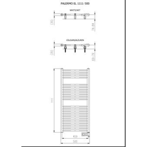 Plieger Palermo-EL III/Fischio elektrische designradiator horizontaal 1111x500mm 500W wit (RAL9016) SW160323