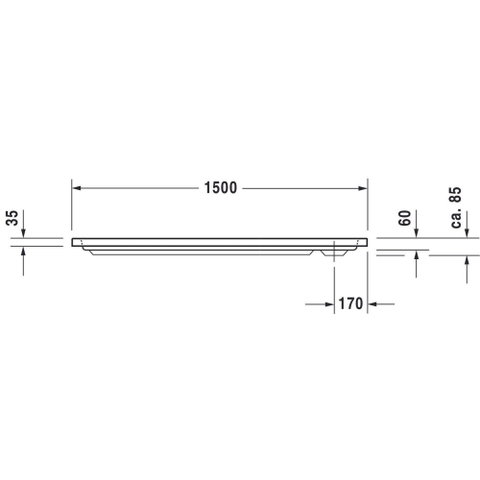 Duravit D-code Kunststof douchebak acryl rechthoekig - zonder paneel - 150x75cm - met afvoergat - diameter 90mm - wit 0295849