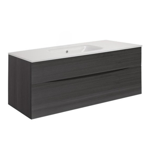 Crosswater Glide II Badmeubelset - 100x50x45cm - 2 lades - greeploos - wastafel ice white - steelwood (hout) SW877001
