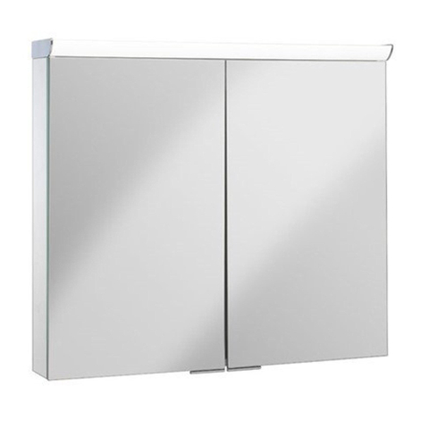 Crosswater Cabinet Lustro Spiegelkast - 80x70cm - LED verlichting - 2 deuren - IP44 - mirror glass (zilver) SW876262