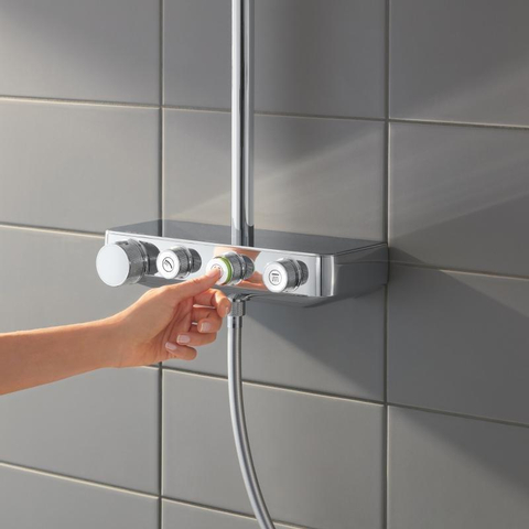 Grohe Euphoria SmartControl ensemble de douche pluie apparent – douche de tête carrée 31 cm – douchette bâton – avec inverseur – chrome SW209453