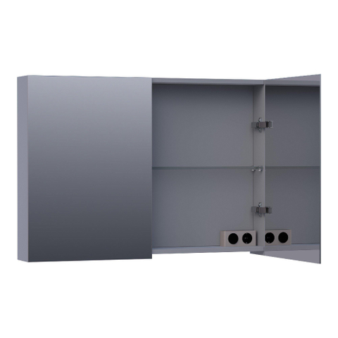 BRAUER Impress armoire de toilette – 99 x 70 x 15 cm – 2 portes, portes-miroir double face – Gris mat SW393026