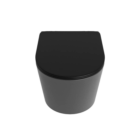 Mondiaz LAVIE hangtoilet – spoelrandloos – 36 x 53 cm – met softclose zitting – Dark grey (grijs), zitting Urban (zwart) SW1208740