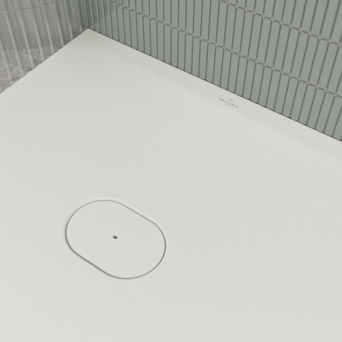 Villeroy & Boch Ecora douchebak - 170x80x4.5cm - afvoer korte zijde - stone white (wit) SW1558961