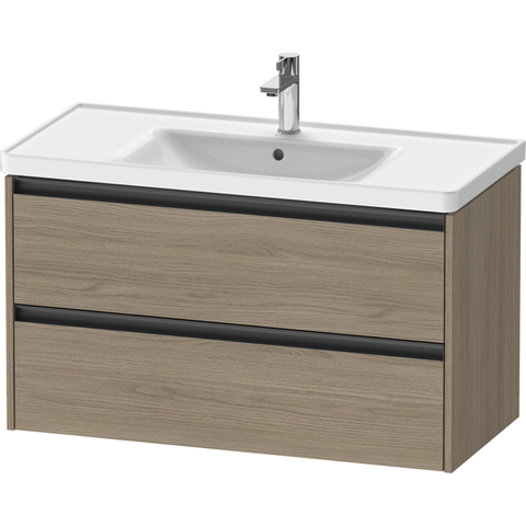 Duravit Ketho.2 Wastafelonderbouwkast - met 2 laden - 98.4x45.5x54.9cm - met grepen antraciet - eiken terra mat SW771858