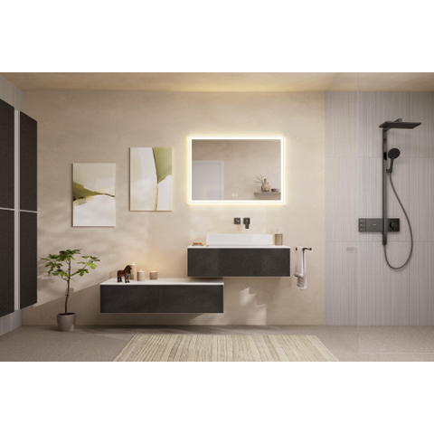 Hansgrohe Metropol 1 greeps wastafelkraan - afbouwdeel - met voorsprong 225 mm en afvoerplug - glans zwart chroom SW490354