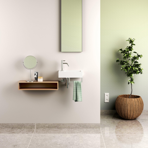 Clou Flush 3 lave-mains 36x18cm trou de robinet à gauche avec porte-serviettes aluite Blanc mat SW102686