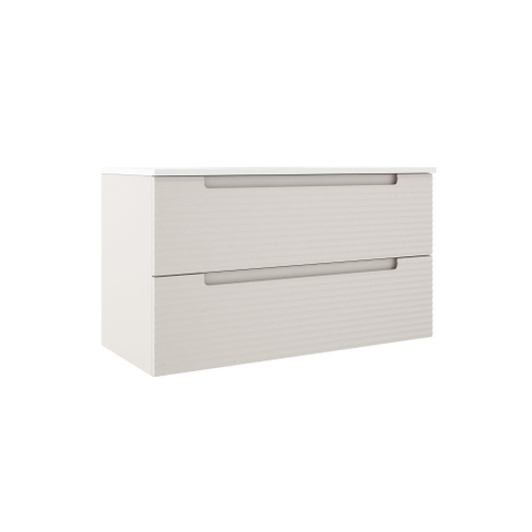 Saniclass Prime Balance Wastafelonderkast - 100x55x44.9cm - 2 lades - Geintegreerde greep - MDF - mat cotton (beige) TWEEDEKANS OUT14100