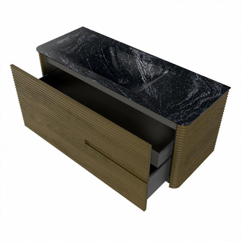 Mondiaz CIRO-DLUX Badkamermeubelset - 120x45x50cm - Solid surface wastafel Lava - 1 wasbak Midden - zonder kraangaten - 2 lades - Dusk SW1533038