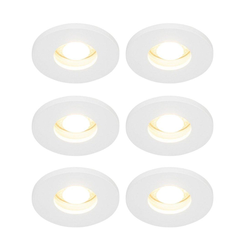 QAZQA Shed Inbouwspot - set van 6 - 8.5x8.5cm - IP54 - rond - mat wit SW1210156