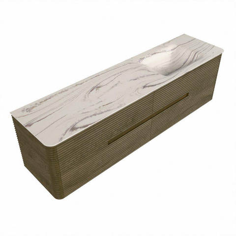Mondiaz CIRO-DLUX Ensemble de meubles de salle de bains - 180x45x50cm - Plan-vasque en solid surface Nata - 1 vasque à droite - sans trous de robinet - 4 tiroirs - Dusk SW1533244
