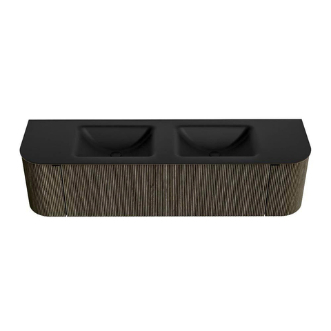 Mondiaz KURVE Badkamermeubelset - 170x46x40cm - 1 lade - 2 deuren - wastafel solid surface - dubbel - zonder kraangat - Shadow SW1414285