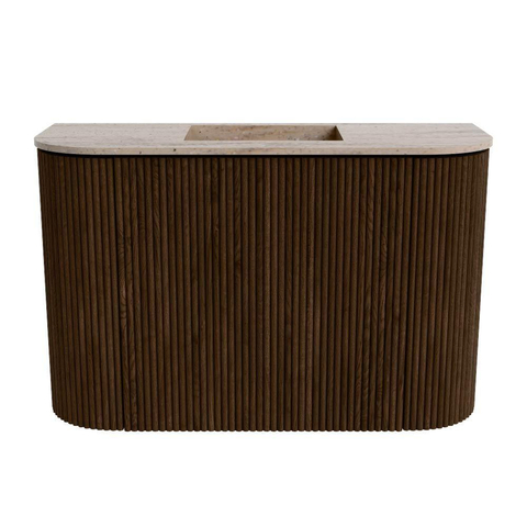 Mondiaz JOYA-DLUX Meuble de toilette 63.2cm - arrondi gauche et droite couleur Walnut - Vasque FAYE position Milieu Sans trou de robinet couleur Saba SW1424685