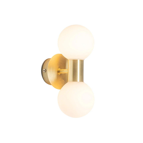 QAZQA Cederic wandlamp 8x20.4x11.3cm - 2 lichts - horizontaal/verticaal - IP44 - geborsteld messing (goud) SW1187221