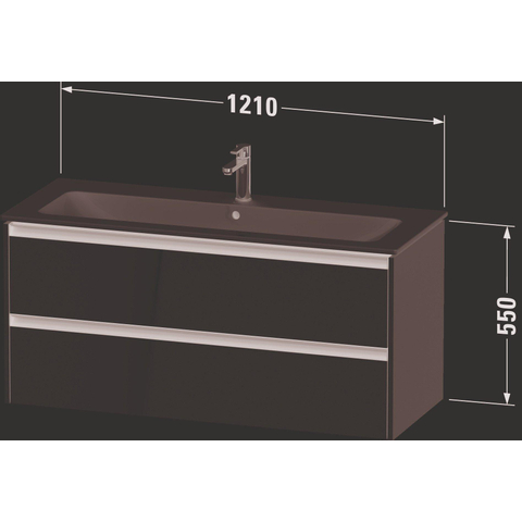 Duravit Ketho 2 wastafelonderbouwkast met 2 laden voor enkele wastafel 121x48x55cm met grepen antraciet betongrijs mat SW772656