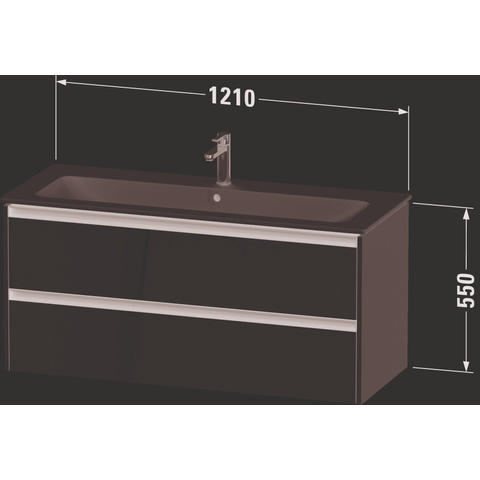 Duravit Ketho.2 Wastafelonderbouwkast - met 2 laden - voor enkele wastafel - 121x48x55cm - met grepen antraciet - grafiet supermat SW772972