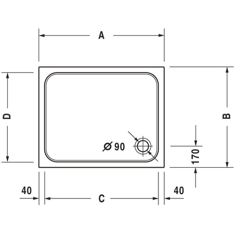 Duravit D-code Douchebak - 100x90x8.5cm - glans wit 0295841