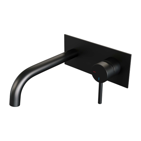 BRAUER Black Edition Wastafelmengkraan inbouw - gebogen uitloop links - hendel lang smal - inclusief inbouwdeel - afdekplaat - model A 1 - mat zwart SW385399