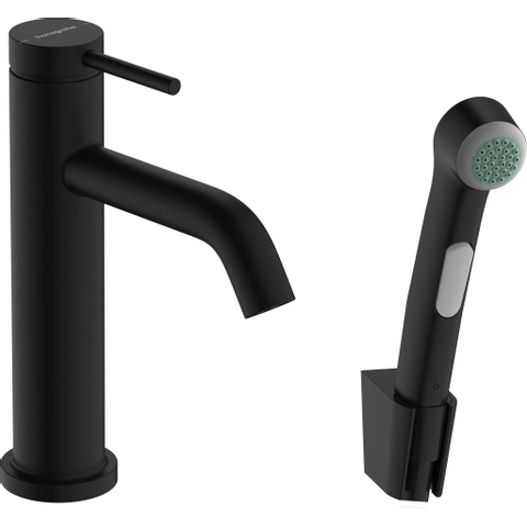 Hansgrohe Tecturis s 1 greeps wastafelkraan - 110 met bidette hendouche en shower hose - 160cm - mat zwart SW918660
