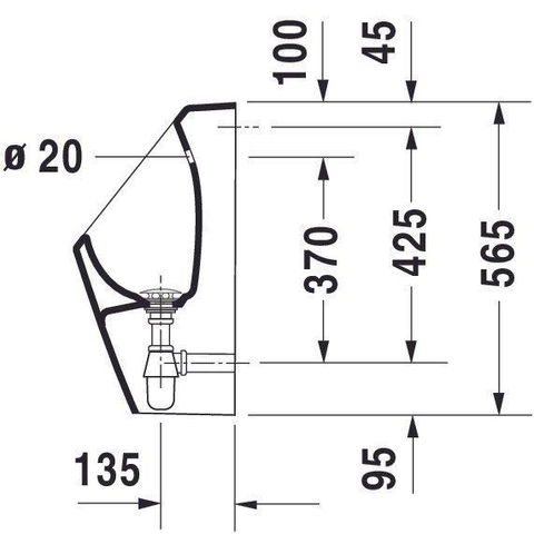 Duravit D Code Cuvette d’urinoir avec arroseur et fixation avec siphon et connexion derrière Blanc 0315129